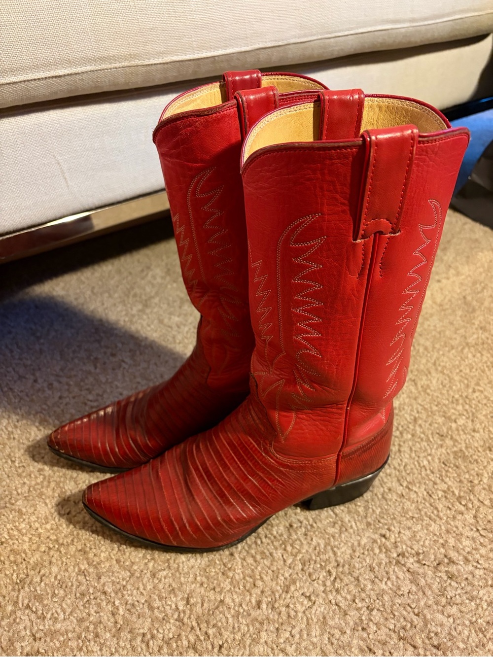 Justin Boots Red Leather Western Cowboy Boots